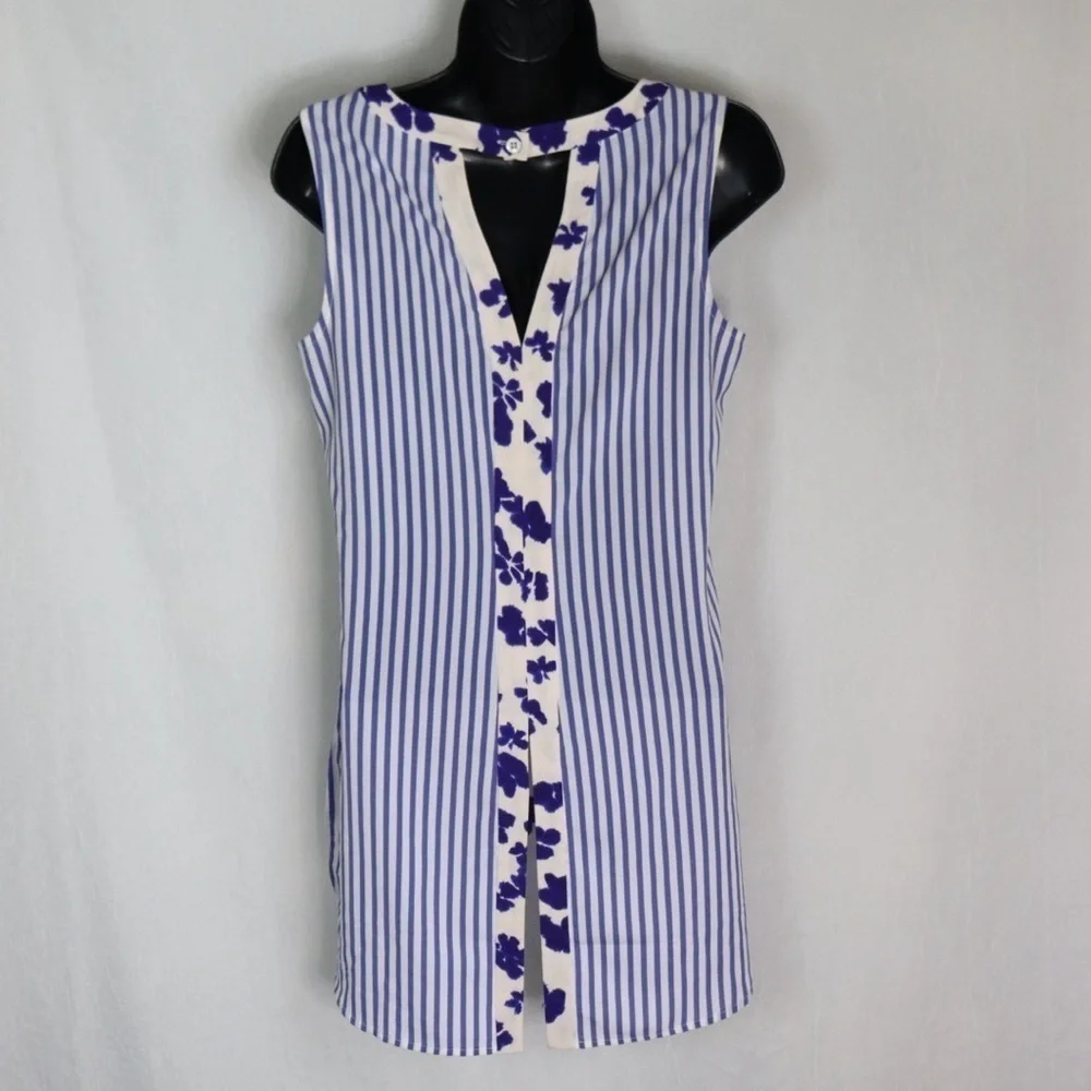 CABI Floral Striped Blouse Style 5357 - Picture 8 of 16